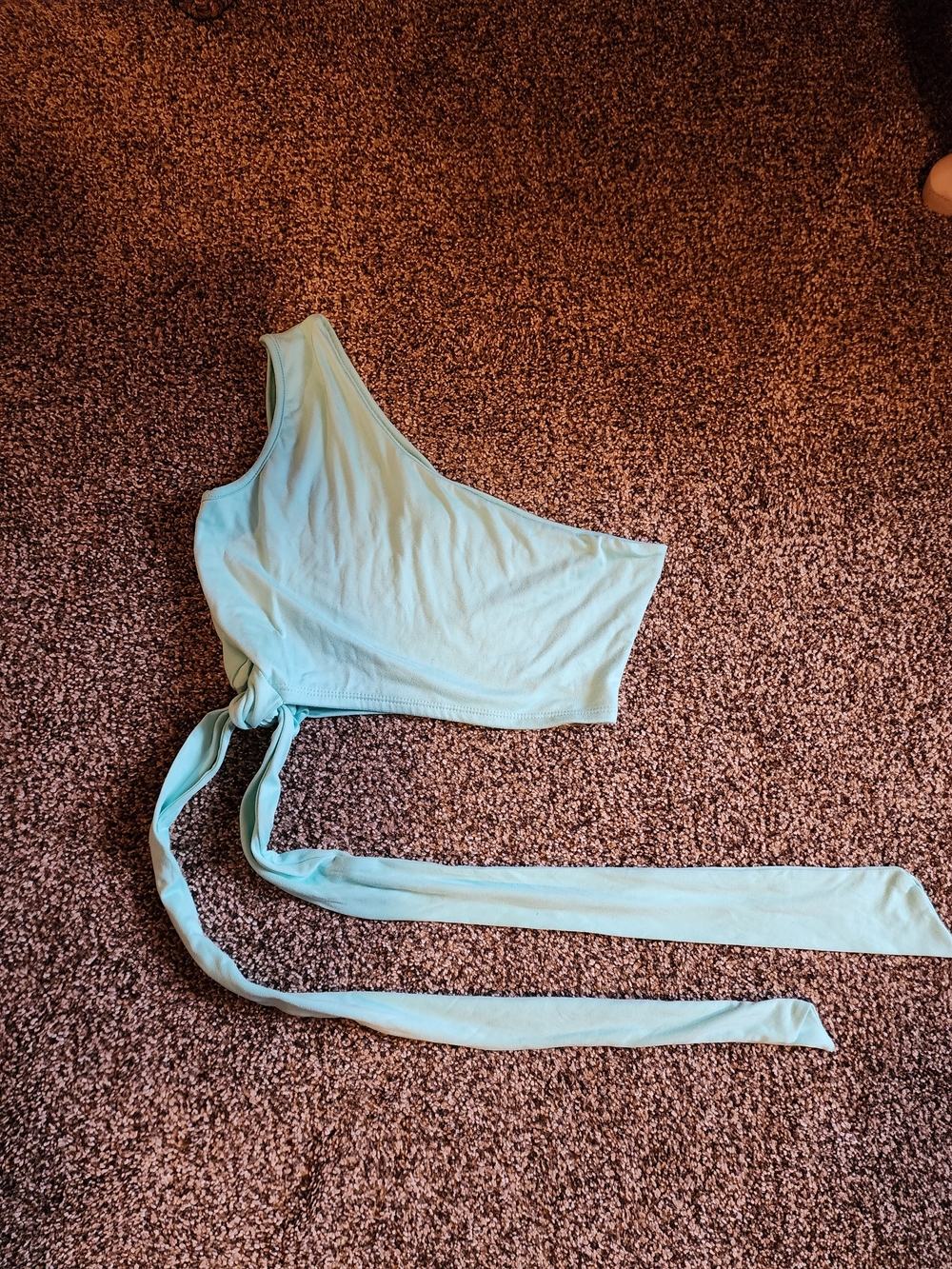 Asymmetrical Mint Green Tie-Waist Crop Top